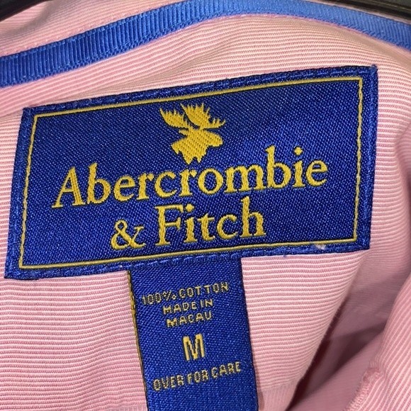 Abercrombie & Fitch Shirt button up long sleeve Casual pink 100% Cotton size M - Picture 4 of 12